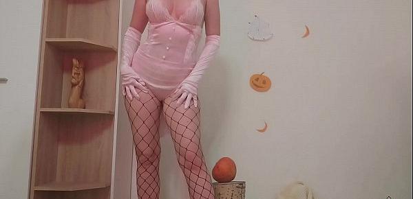  Horny Bunny Plays with Vibrator on the Eve of Halloween